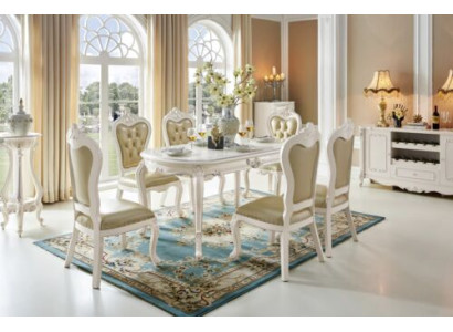 Klassieke tafel eetset armstoel barok eetkamer groep 5-delig massief hout