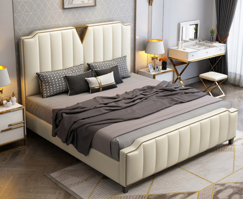 Ontwerper Bed 180x200 Leer Hotel Metalen Bedden Decor Dubbele Slaapkamer