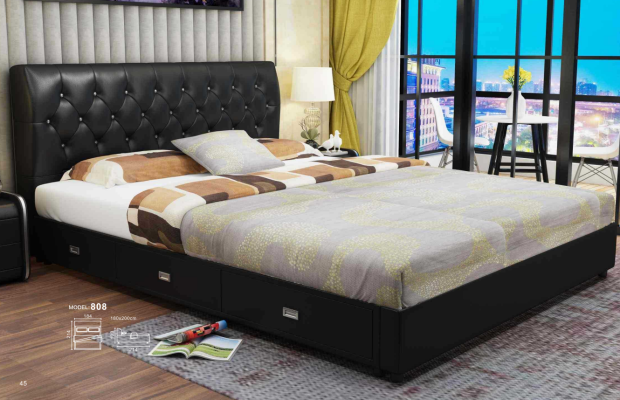 Chesterfield Designer Bed Slaapkamer Textiel Leder Bekleding Italiaans