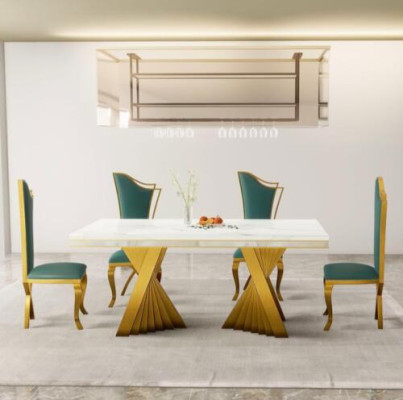 Luxe eettafel eetkamertafel Goud Metaal tafels Eettafels Meubels Inrichting