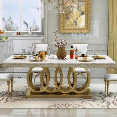Luxe eettafel eetkamertafel metaal goud tafels eettafels meubels inrichting