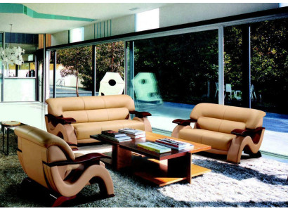 Sofa set van leer, bankstelset 3 + 2 (zonder fauteuil) bank zitkussens set 2033
