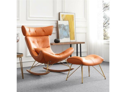 Fauteuil metalen design gestoffeerde lounge club stoel zitkamer schommel.
