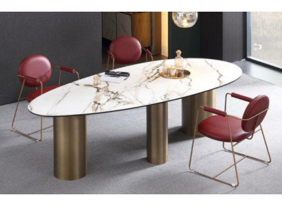 Eetkamer meubelen Roestvrij staal Ovaal Eettafel Tafel Ontwerp Tafels Luxe meubelen Rond Nieuw