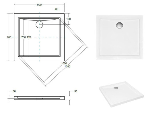 Douchebak Douchebak Douche Plat Afvoerset Afvoer Douchebak