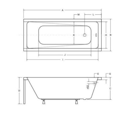 Rechthoekig bad ontwerp badbekleding acrylbad baden verschillende maten