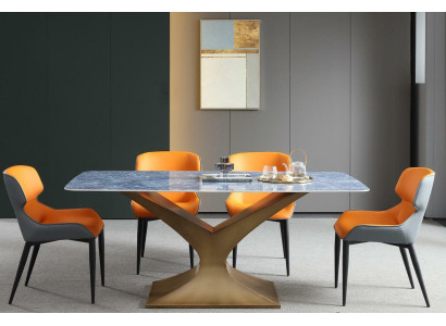 Luxe eettafel van metaal roestvrij staal tafels meubels zuiltje tafel eettafels marmer stijl