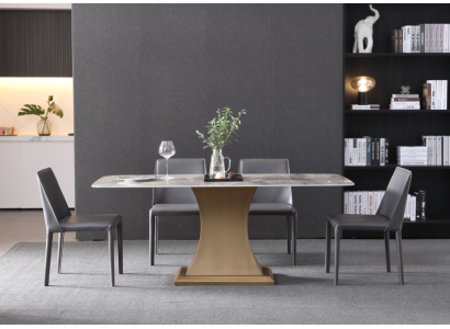 Luxe eettafel van metaal roestvrijstalen tafels meubels kolomtafel marmeren stijl eettafels.