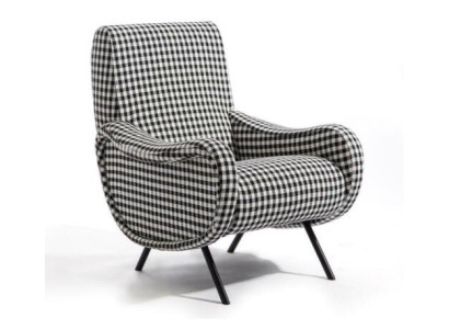Ontwerper Leenstoel Gestoffeerde bank 1-zits roestvrij staal met textiel fauteuil