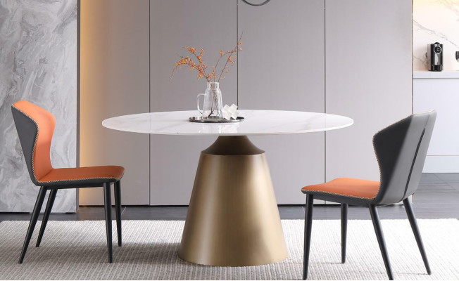 Luxe Tafels Eettafel Meubels Kolomtafel Marmer Stijl Eettafels Metaal Roestvrij staal