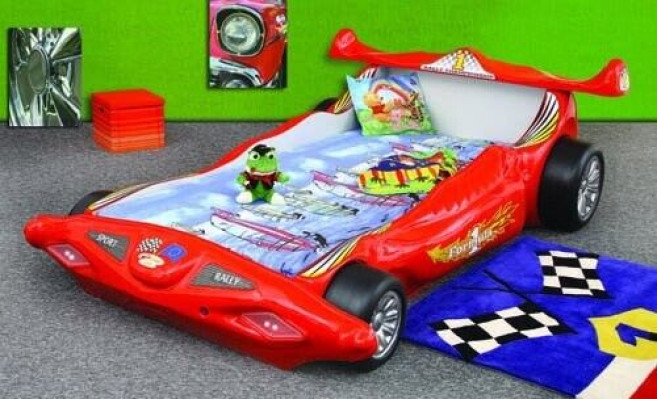 BED MET MATRAS KINDERBED AUTOBED KINDERKAMER KLEURENKEUZE RACEAUTO
