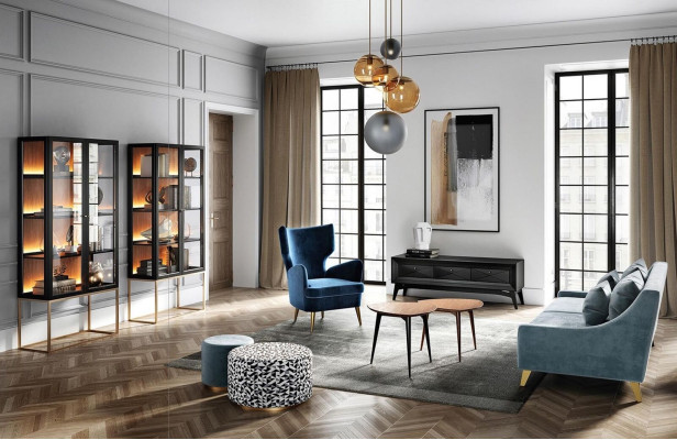 Samt Driezitsbank 3-zits banken Stof Woonkamer Polyester Modern Luxe Blauw