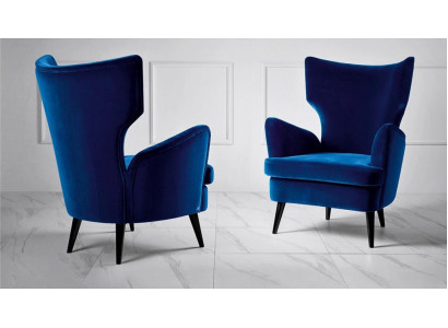 Fauteuil Armstoel Oorfauteuil 1-zits zit Stof Luxe Woonkamer Modern Blauw