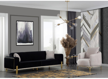 Luxe bankstel set Bankstel 331 zitbank banken fauteuil stof 3-delige sets Nieuw.