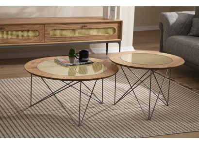 Italiaanse stijl 2x salontafels rond luxe bruin woonkamer tafel