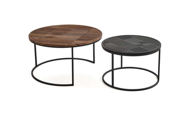 Moderne tafels Ontwerper Luxe Bijzettafel Nieuwe Salontafels Tafel 2 delen Bruin