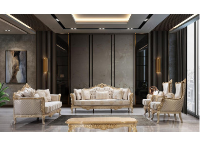 Chesterfield Barok bankstel Klassieke woonkamer meubels Compleet set 5-delig