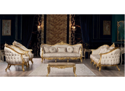 Bank klassiek luxueus woonkamerbankstel 3+3+1+1-zits salontafel