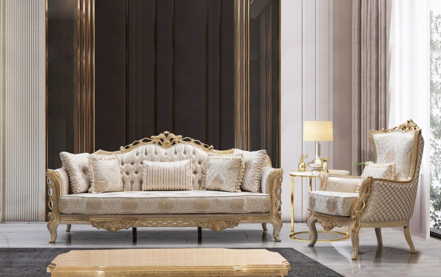 Bankstel 3+1 bank fauteuil woonkamer luxe bankstel textiel nieuw