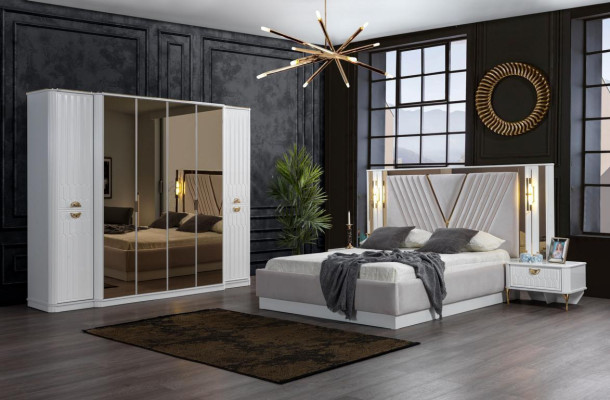 Slaapkamer set Bed 2x Nachtkastje 4-delig ontwerp Modern Luxe Compleet