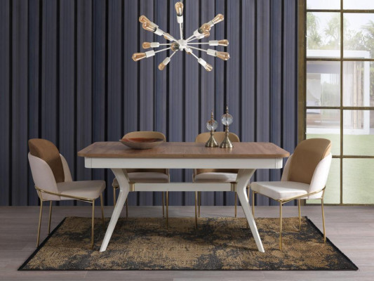 Compleet set eettafel 4x stoelen eetkamerset eetgroep hout 5-delig