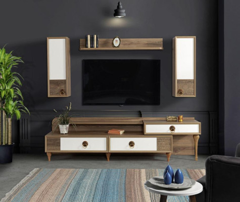 Eetkamerset Tafel 4x Stoelen Dressoirset Garnituur Ontwerp Hout Textiel