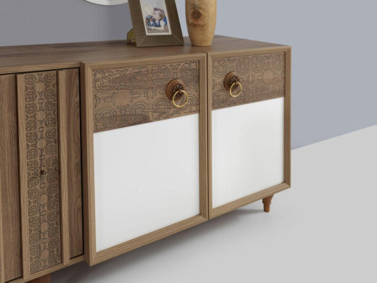 Eetkamerset Tafel 4x Stoelen Dressoirset Garnituur Ontwerp Hout Textiel