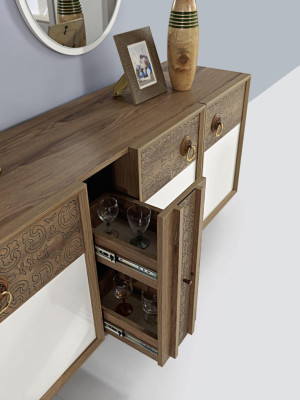 Eetkamerset Tafel 4x Stoelen Dressoirset Garnituur Ontwerp Hout Textiel
