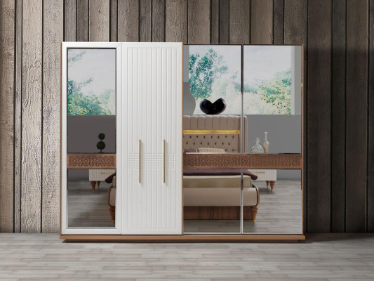 Slaapkamer luxe kledingkast hout met glas design Modern nieuw