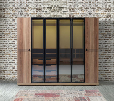 Transparante kledingkast meubels luxe design inrichting slaapkamer