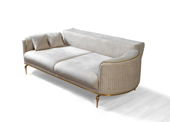 Bankstel 3-zitter Designerbank Bank Stoffbanken Textiel Wit Modern Driepersoons