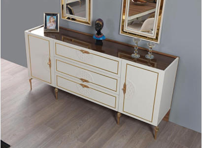 Woonkamerset dressoir met 2x spiegelset hout 3-delig wit dressoir  Woonkamerset dressoir met 2x spiegelset hout 3-delig wit dressoir