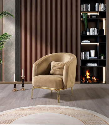 Woonkamer luxe fauteuil 1-zits bank meubilair nieuw modern beige