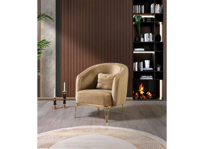 Woonkamer luxe fauteuil 1-zits bank meubilair nieuw modern beige