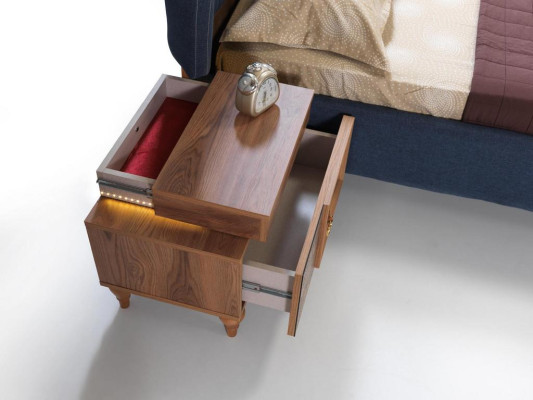 Slaapkamer nachtkastje bijzettafel ontwerp modern nieuw bruin hout