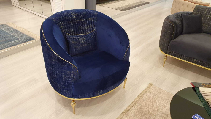 Woonkamer fauteuil gestoffeerde 1-zits bank Modern Textiel Nieuw Blauw Luxe -> Woonkamer fauteuil beklede 1-zits bank Modern Textiel Nieuw Blauw Luxe