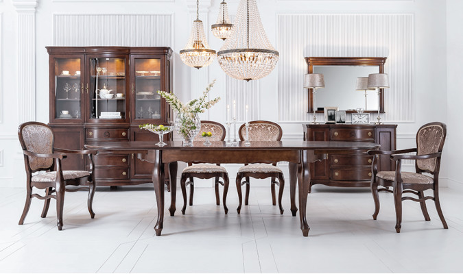 Klassieke antieke stijl Eettafel Woonkamer Houten Tafels XXL Groot Nieuw