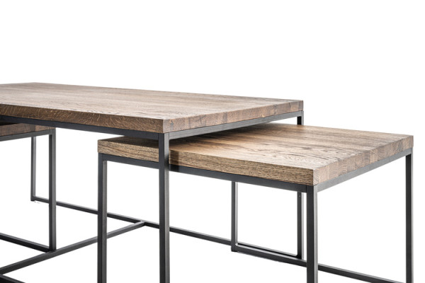 Houten design bijzettafels salontafel bank woonkamer 3x set woonkamer loft