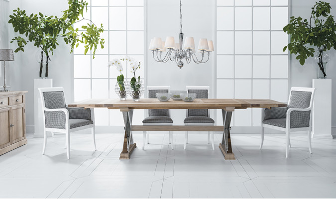 Ontwerp eettafel klassieke houten tafels uitschuifbare woonkamer luxe