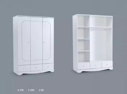 Kledingkast wit hout kasten kinderkamermeubilair ontwerp Wit