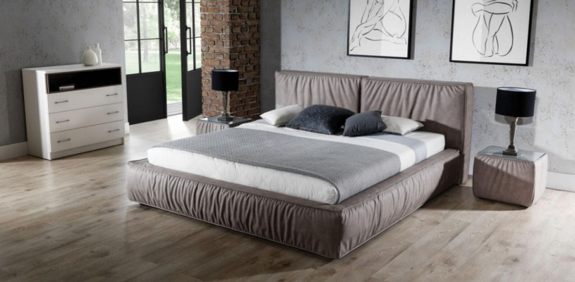 Bed Bruin Slaapkamer Hout Meubels Textiel Klassieke Art Deco Stijl