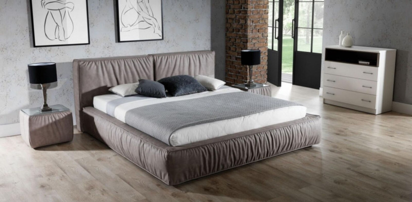 Bed Bruin Slaapkamer Hout Meubels Textiel Klassieke Art Deco Stijl