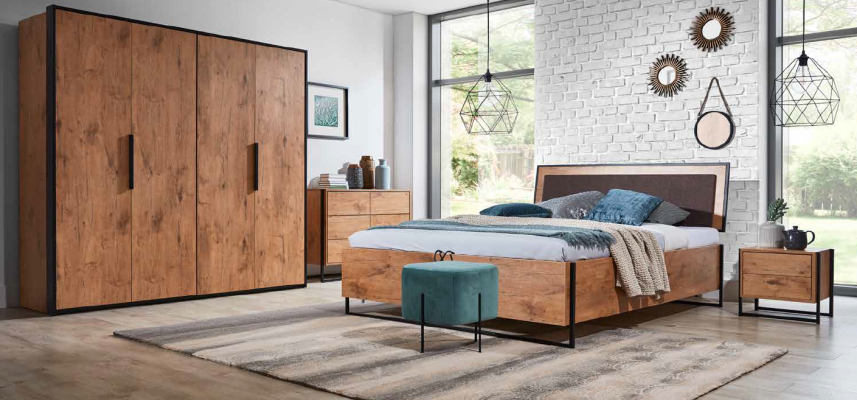 Hoogslaper Bed Hout Ontwerper Bedden Gestoffeerd Leer Textiel Stof Hotel 140 160 180