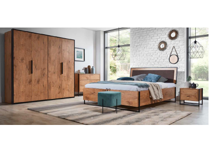 Hoogslaper Bed Hout Ontwerper Bedden Gestoffeerd Leer Textiel Stof Hotel 140 160 180