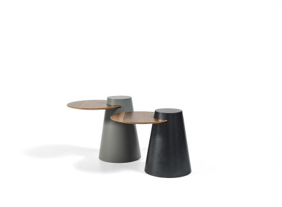 Stel 2x salontafels koffietafels bijzettafels ontwerper ronde glazen tafels.
