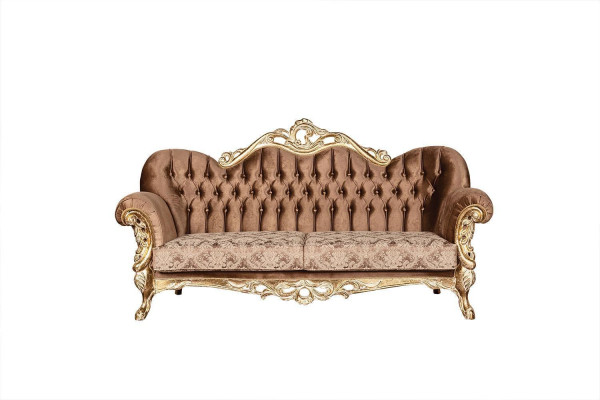 Gouden fluwelen bankstel Chesterfield bankstel bank meubelen hout 5-dlg.