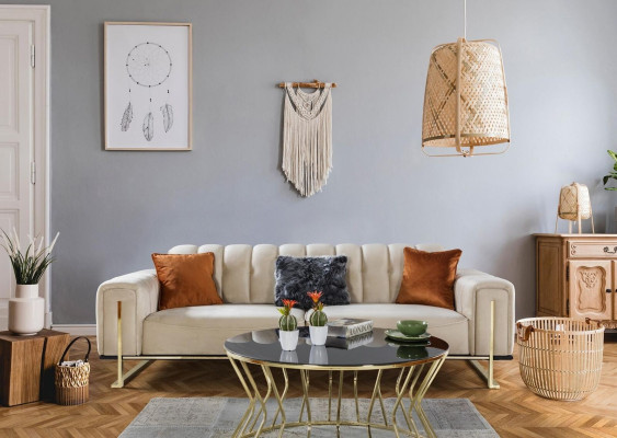 Bankstel 3-zits Modern Meubilair Beige Kleur Woonkamer Luxe Bankstellen 240cm