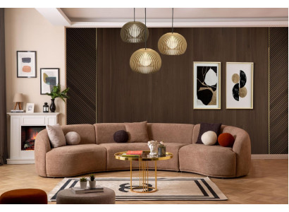 Ontwerper Ronde bruine hoekbank Modern meubilair Woonkamer Luxe Banken