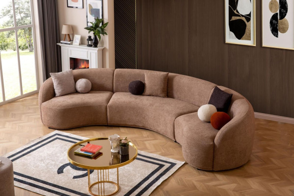 Ontwerper Ronde bruine hoekbank Modern meubilair Woonkamer Luxe Banken