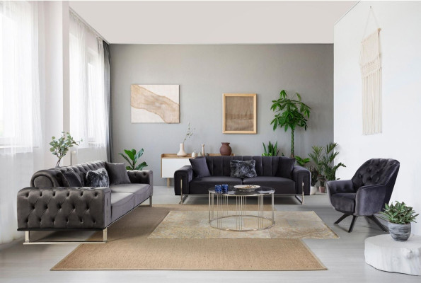 Designer Woonkamerset Bankstel 3+3+1 Zitsmeubilair Set van 3 delen.